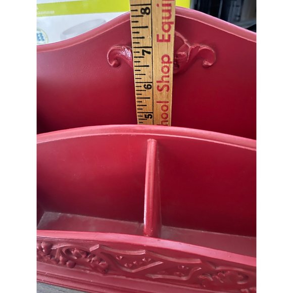 Red mail Organizer Rustic Shabby Chic Distressed Spoon Rack Beach Cottage Countr - Picture 2 of 6